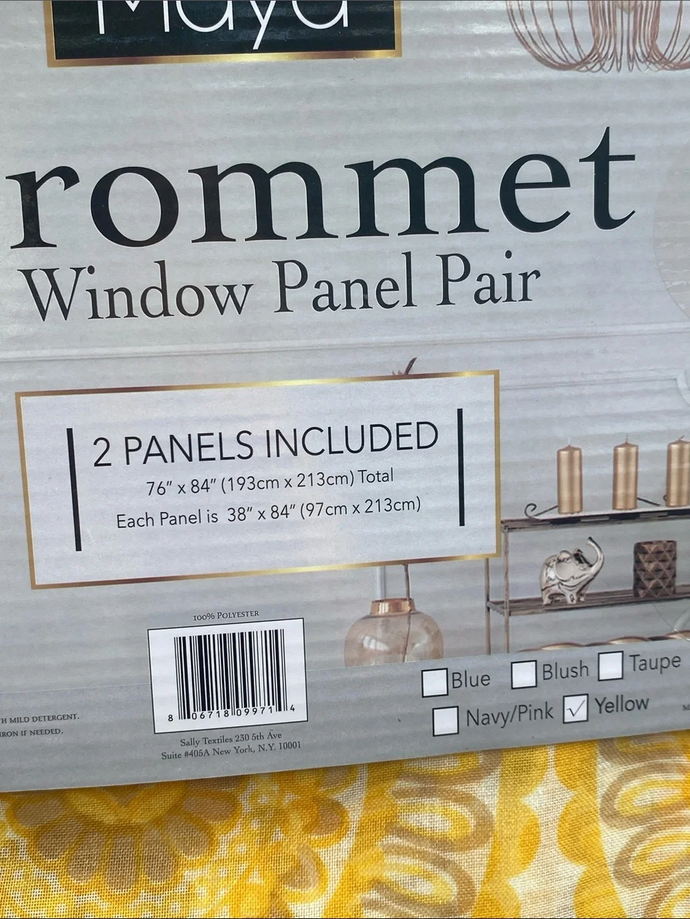 Maya Yellow and Cream Sunburst Grommet Curtain Panels Pair 76x84